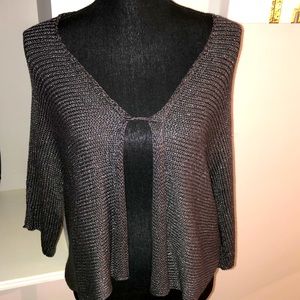 NWT Premise Studio grey sweater with silver sparkle threading 3/4 sleeves